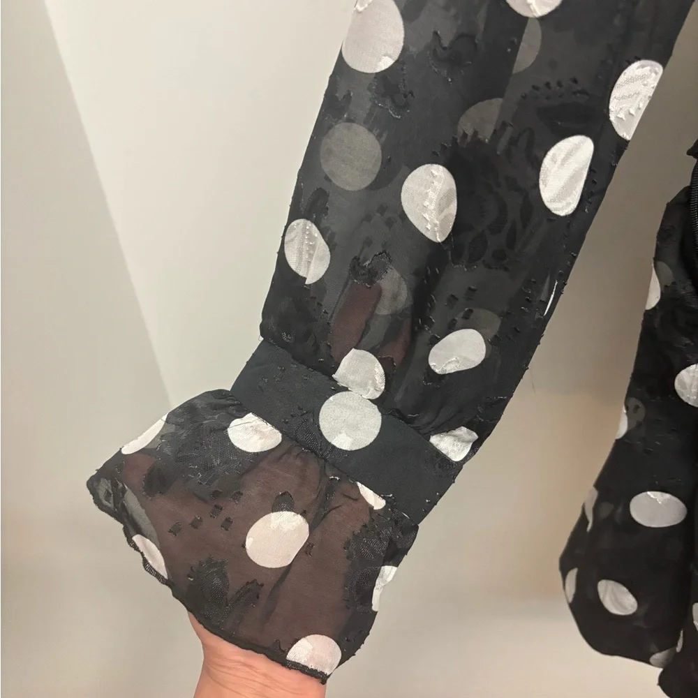 NWOT Black and White Polka Dot Dress/Blouse - Picture 3 of 8